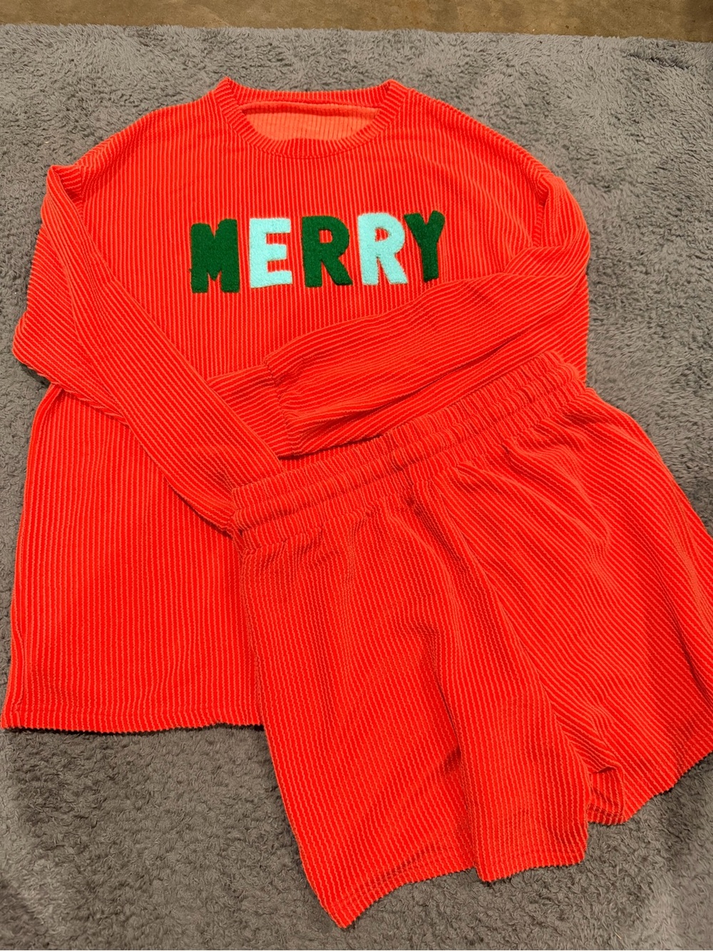 “Merry” Waffle Knit Pajama Set